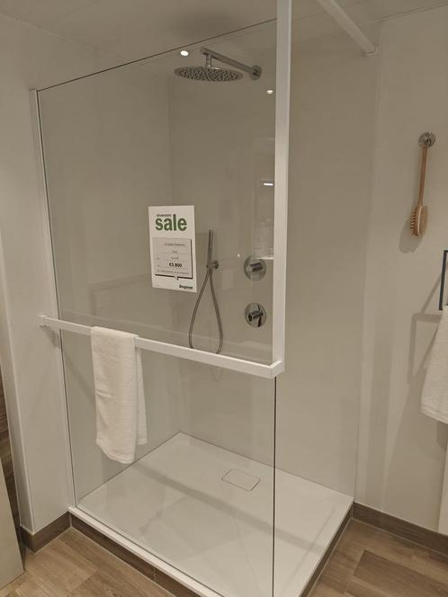 Inloopdouche wand 120cm mat wit Gratis douchevloer  0008, Doe-het-zelf en Verbouw, Sanitair, Douche, Nieuw, Glas, Ophalen