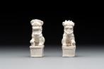 Foo dogs - Porselein, Blanc de Chine - China - Qing Dynastie, Antiek en Kunst