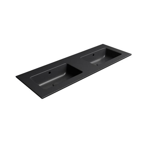 Dubbele Wastafel Keramiek Zonder Kraan Gat Sapho Pura 122x46, Doe-het-zelf en Verbouw, Sanitair, Overige typen, Nieuw, Ophalen of Verzenden
