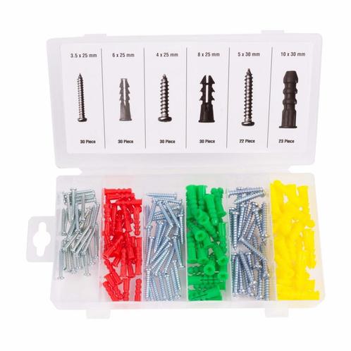 Benson Complete schroeven- en plugset - 165-delig - verzi..., Doe-het-zelf en Verbouw, IJzerwaren en Bevestigingsmiddelen, Nieuw