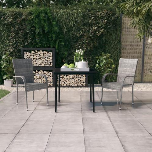 vidaXL 3-delige Tuinset grijs en zwart, Tuin en Terras, Tuinsets en Loungesets, Tuinset, Nieuw, 2 zitplaatsen, Rotan, Verzenden