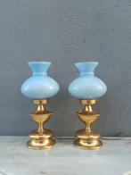 Bureaulamp - Blauwe opaline tafellampen - Messing, opalina, Antiek en Kunst