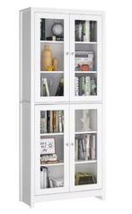 Witte Vitrinekast 190×80×33 cm – 4 Glazen Deuren, 6 Niveaus, Huis en Inrichting, Keuken | Keukenelementen, Verzenden, Nieuw