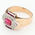 Ring - 18 karaat Geel goud - Diamant/ Robijn, Nieuw