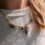 Antiek gouden collier met granaat stenen | 46 cm (vintage), Sieraden, Tassen en Uiterlijk, Kettingen, Gebruikt, Overige kleuren