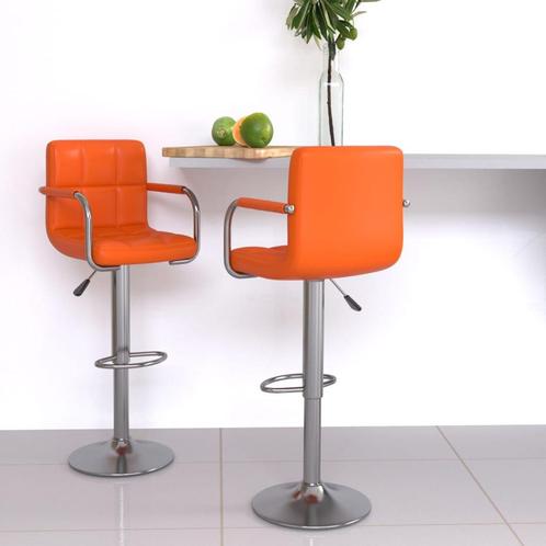 vidaXL Barkrukken 2 st kunstleer oranje, Huis en Inrichting, Barkrukken, Nieuw, Verzenden
