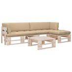 vidaXL 4-delige Loungeset pallet met kussens geïmpregneerd, Verzenden, Nieuw, Loungeset