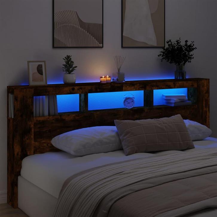 vidaXL Hoofdeinde met LED 220x18,5x103,5 cm bewerkt hout, Huis en Inrichting, Slaapkamer | Bedden, Bruin, Nieuw, Hout, Verzenden