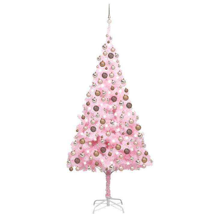 vidaXL Kunstkerstboom met verlichting en kerstballen 210 cm, Diversen, Kerst, Nieuw, Verzenden
