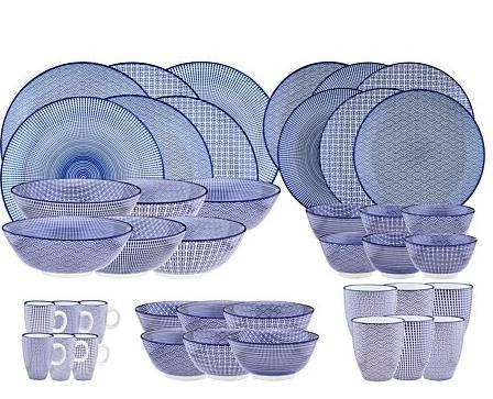 2dekans | Bjorn Servies Pattern Blue 42 delig, Huis en Inrichting, Keuken | Servies, Zo goed als nieuw, Ophalen of Verzenden