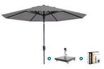 Madison Paros 2 Luxe stokparasol 3 m. rond - Light grey +, Tuin en Terras, Parasols, Verzenden, Nieuw, Parasolvoet, Kantelbaar