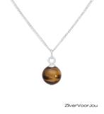 925 zilveren ketting met 8 mm tijgeroog bol – verstelbare le, Sieraden, Tassen en Uiterlijk, Kettingen, Verzenden, Nieuw, Zilver