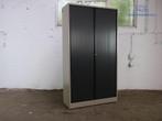 Roldeurkast | Tweedehands | Beige/donkerbruin | 4 legborden, Huis en Inrichting, Verzenden, Gebruikt
