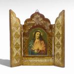 Drieluik - Icoon - Triptychon van het Heilig Hart van Jezus,, Antiek en Kunst