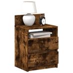 vidaXL Nachtkastje met 2 lades 40x33x60 cm gerookt, Verzenden, Nieuw, Hout