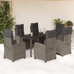 vidaXL 7-delige Tuinset met kussens poly rattan grijs, Tuin en Terras, 6 zitplaatsen, Nieuw, Tuinset, Verzenden