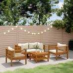 vidaXL 5-delige Loungeset met crèmekleurige kussens massief, Verzenden, Nieuw, Hardhout, Loungeset