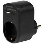 Benson Stopcontact met USB-A en USB-C - Zwart - Modern en..., Doe-het-zelf en Verbouw, Elektra en Kabels, Ophalen of Verzenden