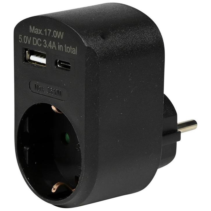 Benson Stopcontact met USB-A en USB-C - Zwart - Modern en..., Doe-het-zelf en Verbouw, Elektra en Kabels, Nieuw, Ophalen of Verzenden