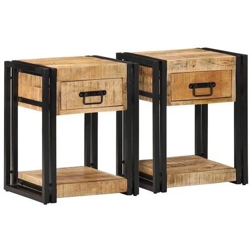 vidaXL Nachtkastjes 2 st 40x35x50 cm massief ruw hout mango, Huis en Inrichting, Slaapkamer | Nachtkastjes, Nieuw, Hout, Verzenden