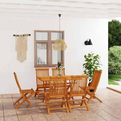 vidaXL 7-delige Tuinset massief teakhout, Tuin en Terras, Tuinsets en Loungesets, Tuinset, Nieuw, 6 zitplaatsen, Hout, Verzenden
