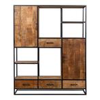 Vakkenkast Mangohout LowenXL, Huis en Inrichting, Kasten | Boekenkasten, 150 tot 200 cm, Nieuw, Industriële meubels, 25 tot 50 cm