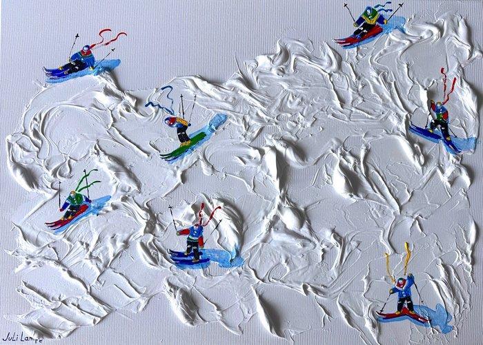 Juli Lampe - Mountain peak conquerors in Mont Blanc., Antiek en Kunst, Kunst | Schilderijen | Modern