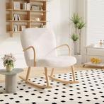 Beige Schommelstoel – Fauteuil van wol, hout en metaal, Huis en Inrichting, Stoelen, Verzenden, Nieuw