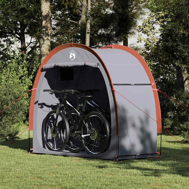 vidaXL Fietstent met dak met opslag Grijs en Oranje 210 x 90, Caravans en Kamperen, Tenten, Nieuw, Verzenden