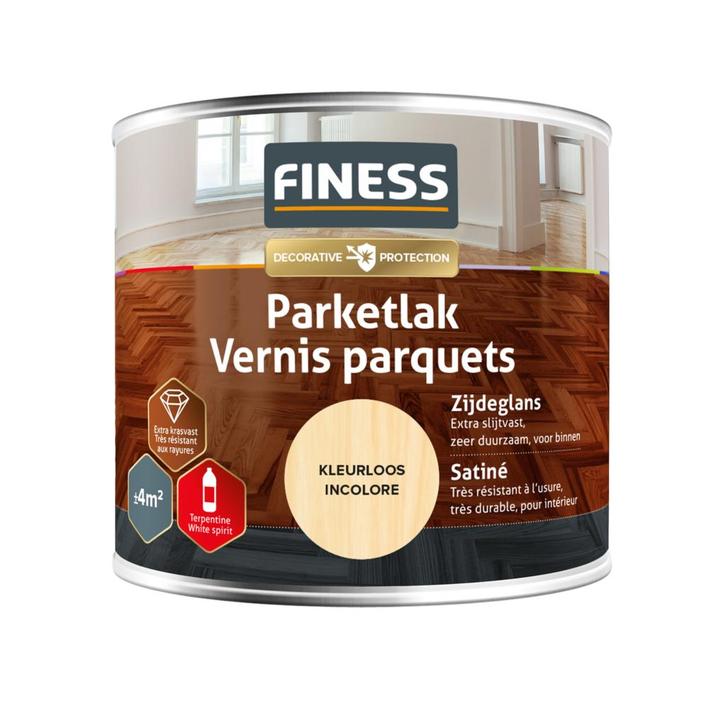 Finess Finess parketlak zijdeglans 250 ml, kleurloos, Doe-het-zelf en Verbouw, Verf, Beits en Lak, Nieuw, Verzenden