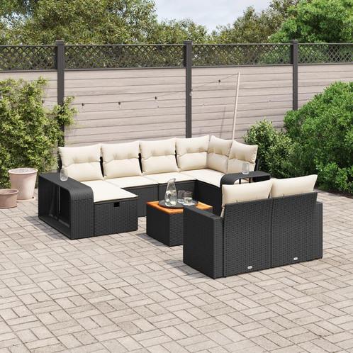 vidaXL 11-delige Loungeset met kussens poly rattan zwart, Tuin en Terras, Tuinsets en Loungesets, Loungeset, Nieuw, Rotan, Verzenden