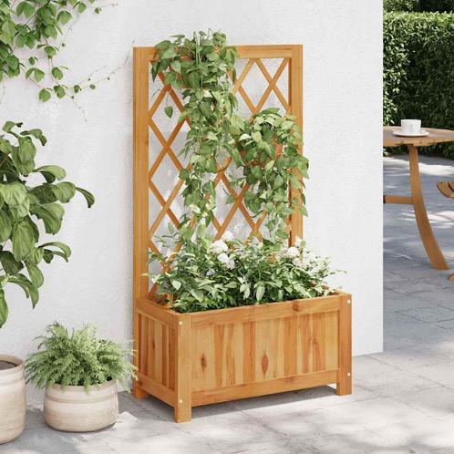 vidaXL Plantenbak verhoogd met latwerk massief acaciahout, Tuin en Terras, Bloembakken en Plantenbakken, Minder dan 60 cm, Nieuw