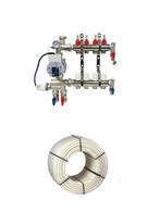 RVS 4 groeps verdeler met pomp + 2x 200 mtr vloerverwarmi..., Doe-het-zelf en Verbouw, Verwarming en Radiatoren, Ophalen of Verzenden