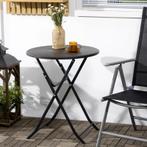 Tuintafel, Rond, Opklapbaar, Voor 2 Personen, Houtlook, Staa