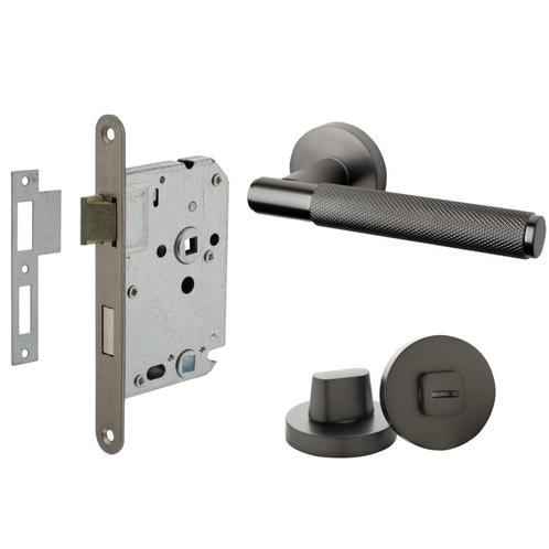 Deurbeslag set met WC-slot en deurklink Luxor antraciet g..., Doe-het-zelf en Verbouw, Hang- en Sluitwerk, Klink of Kruk, Nieuw