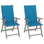 vidaXL Tuinstoelen 2 st verstelbaar met kussens massief, Tuin en Terras, Tuinstoelen, Verzenden, Nieuw, Hout