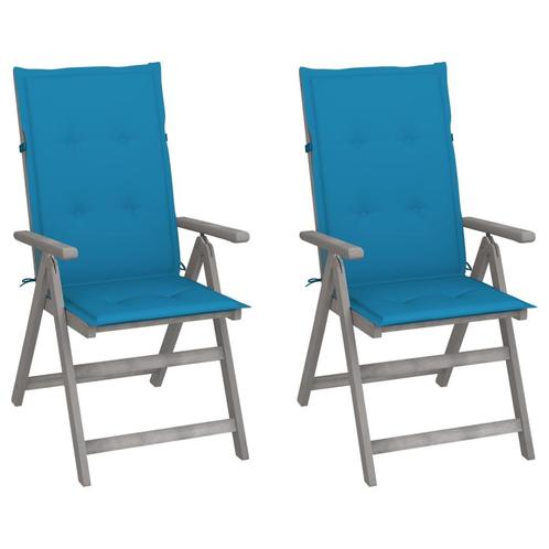 vidaXL Tuinstoelen 2 st verstelbaar met kussens massief, Tuin en Terras, Tuinstoelen, Nieuw, Hout, Verzenden