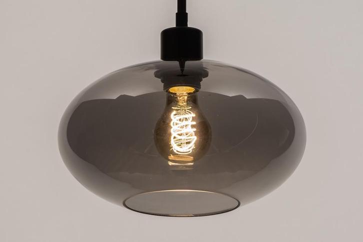 Rietveld Hanglampen - Zwart, Grijs - Glas, Metaal, Huis en Inrichting, Lampen | Hanglampen, Verzenden