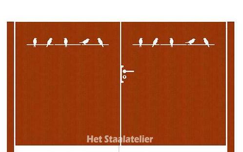 Dubbele cortenstaal poorten. Duurzaam design op maat gemaakt, Tuin en Terras, Tuinpoorten, Draaipoort, Nieuw, 200 cm of meer, Staal