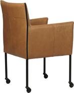 Cognac leren moderne kuipstoel - poot rond zwart met wiel -, Huis en Inrichting, Stoelen, Overige kleuren, Nieuw, Leer, Ophalen of Verzenden