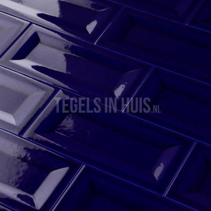 Wandtegel evolution in metro glans kobalt blauw craquelé, Doe-het-zelf en Verbouw, Tegels, Wandtegels, Nieuw, 10 m² of meer, Keramiek