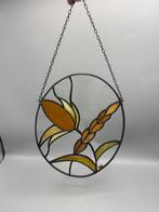 Glas-in-loodraam - 1950-1960 - Bloemenmotief Aardetint, Antiek en Kunst