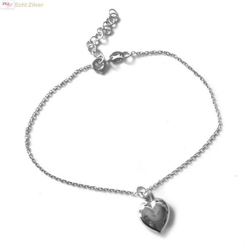 Zilveren bol hartje  armbandje, Sieraden, Tassen en Uiterlijk, Armbanden, Nieuw, Verzenden