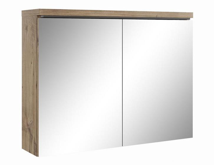 Badkamerkast Paso 80 x 20 x 60 cm Kastanje Eiken Spiegelkast, Huis en Inrichting, Badkamer | Badkamermeubels, Nieuw, Spiegelkast