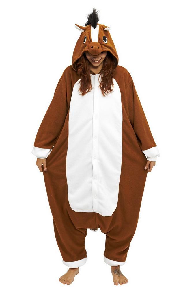 Onesie Paard Pak M-L Paardenpak Kostuum Bruin 170 176 Zacht, Kleding | Dames, Carnavalskleding en Feestkleding, Kleding, Nieuw