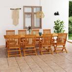 vidaXL 9-delige Tuinset massief teakhout, Tuin en Terras, Verzenden, Nieuw, 8 zitplaatsen, Tuinset