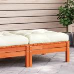 vidaXL Tuinvoetenbank met kussen massief grenenhout wasbruin, Tuin en Terras, Tuinsets en Loungesets, Verzenden, Nieuw, Hout