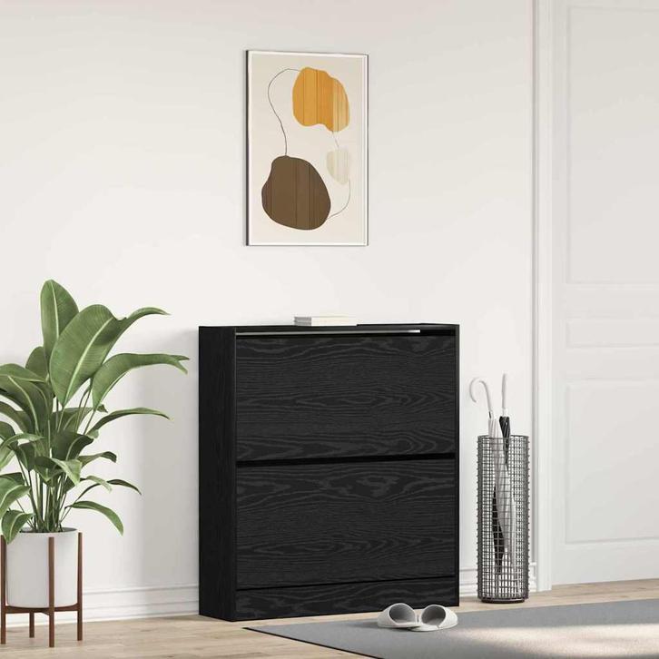 vidaXL Schoenenkast Zwart eiken 80 x 21 x 87.5 cm Bewerkt, Huis en Inrichting, Kasten | Schoenenrekken, Nieuw, Verzenden