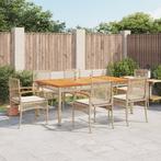 vidaXL 7-delige Tuinset met kussens poly rattan beige, Tuin en Terras, Tuinsets en Loungesets, 6 zitplaatsen, Nieuw, Tuinset, Verzenden