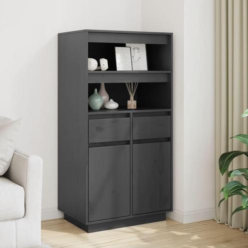 vidaXL buffetkast 60x40x116,5 cm massief grenenhout grijs, Huis en Inrichting, Kasten | Buffetkasten, 25 tot 50 cm, Nieuw, Grenenhout